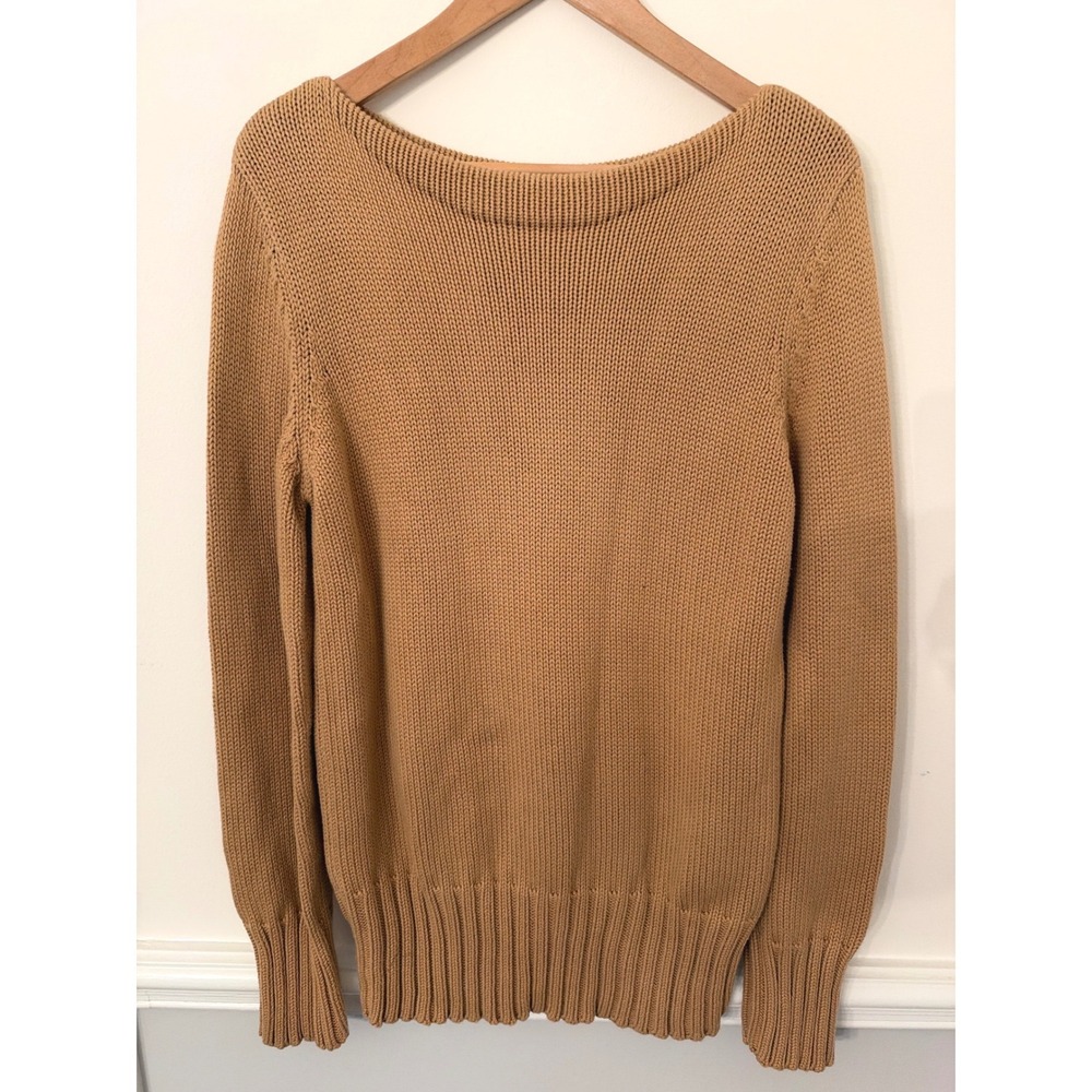 J. Crew Cotton Fishermans Sweater Camel Tan Size Large